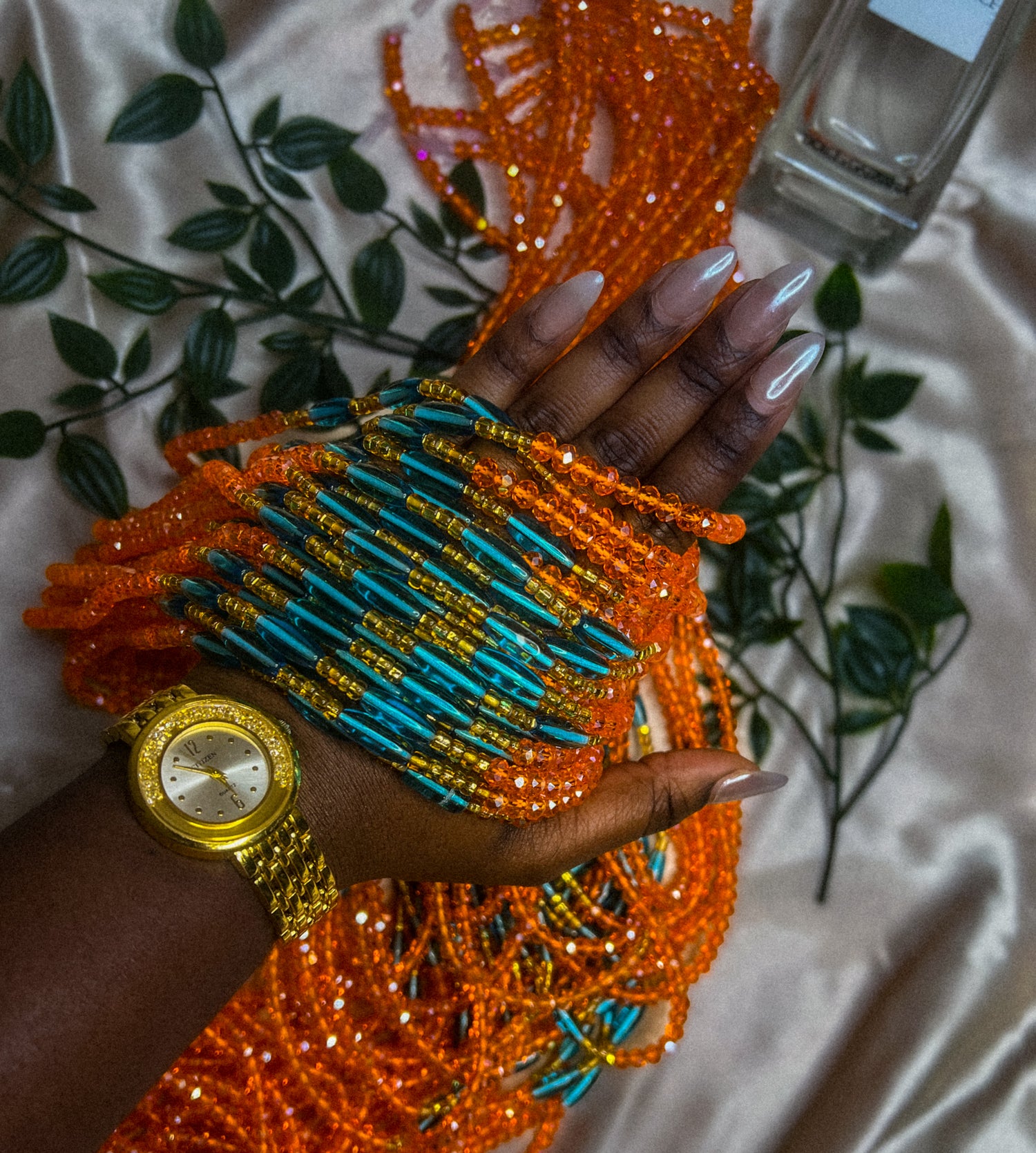 orange african waist beads