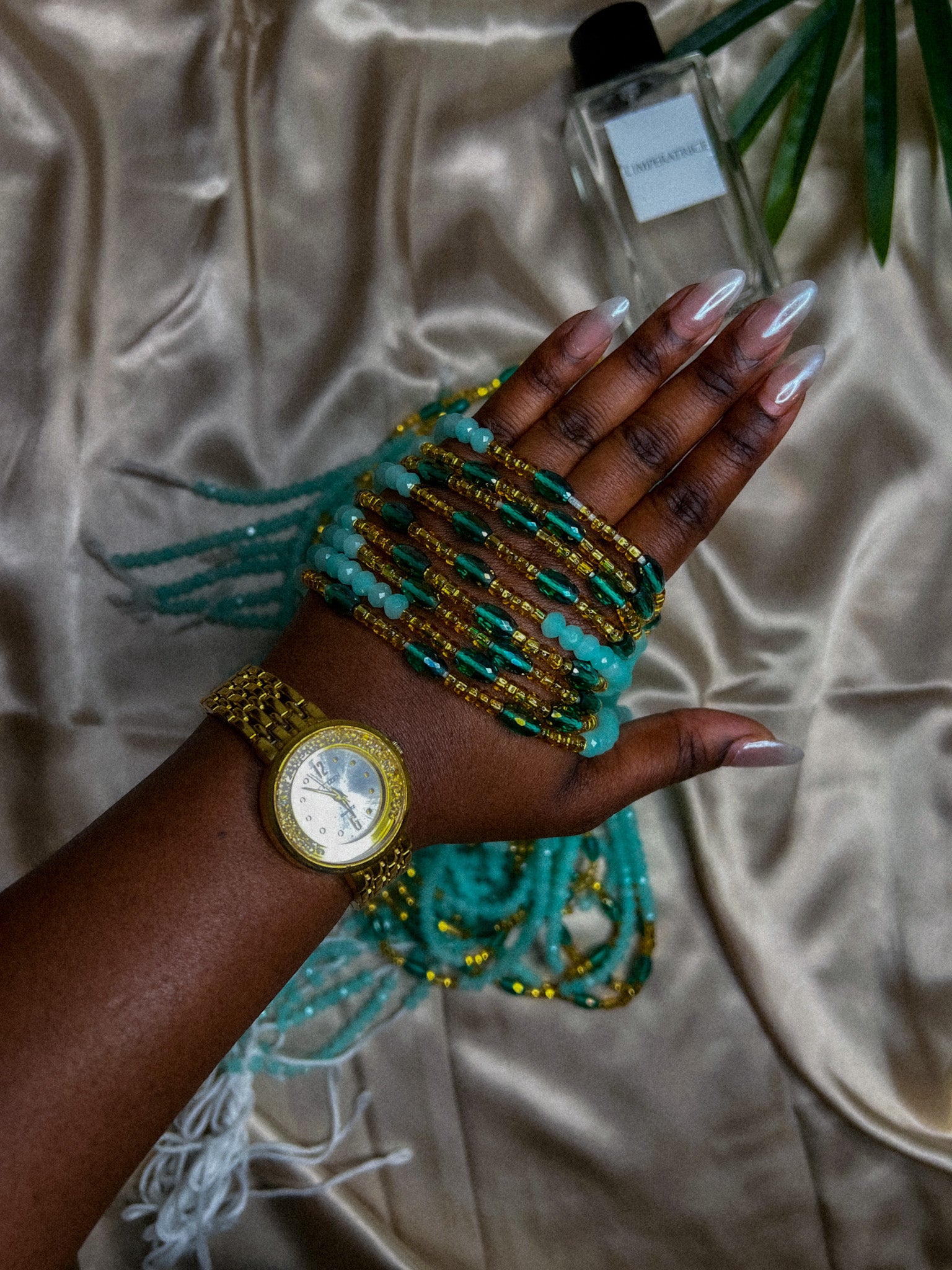 turquoise african waist beads