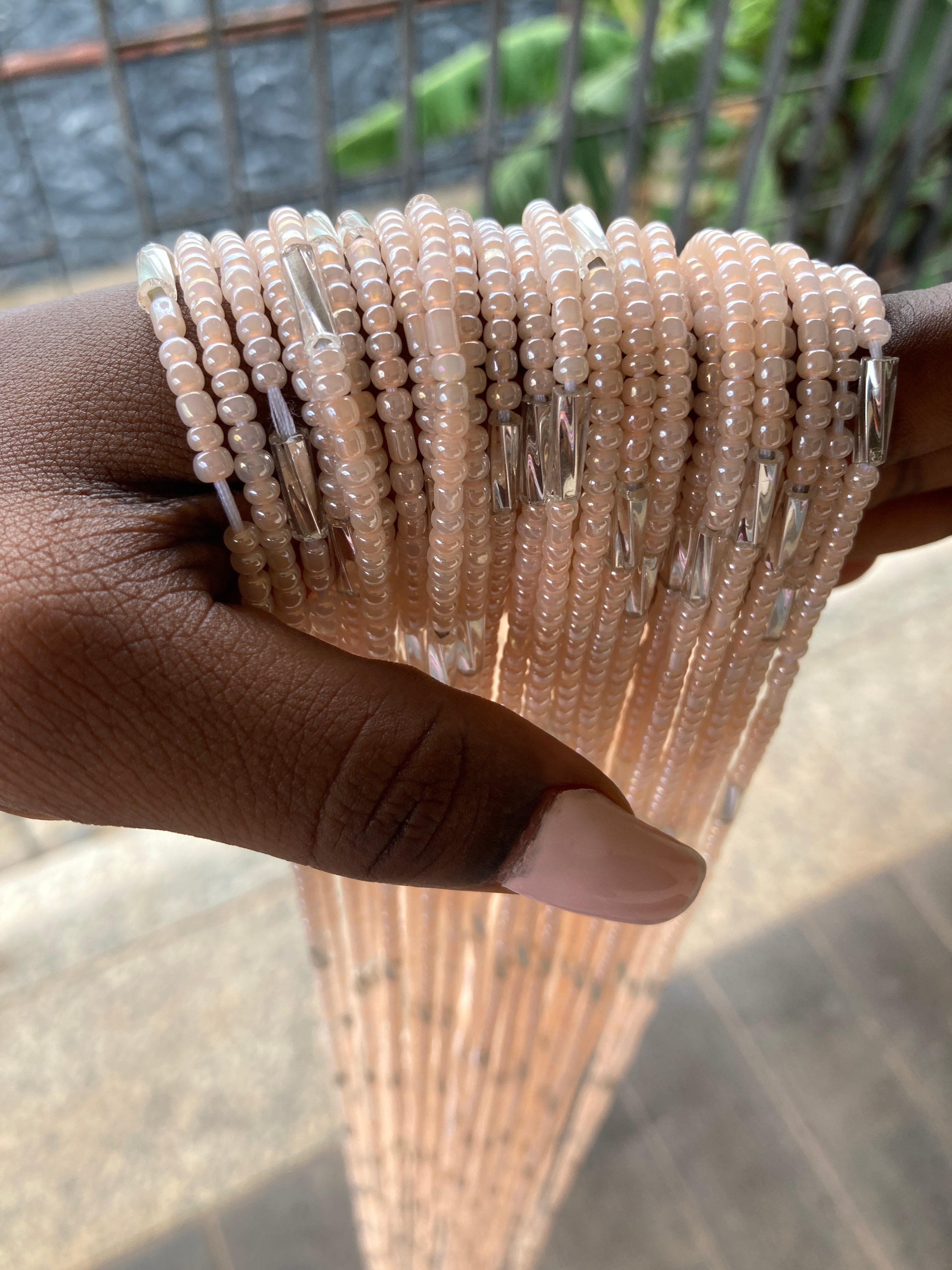 pink African waist beads