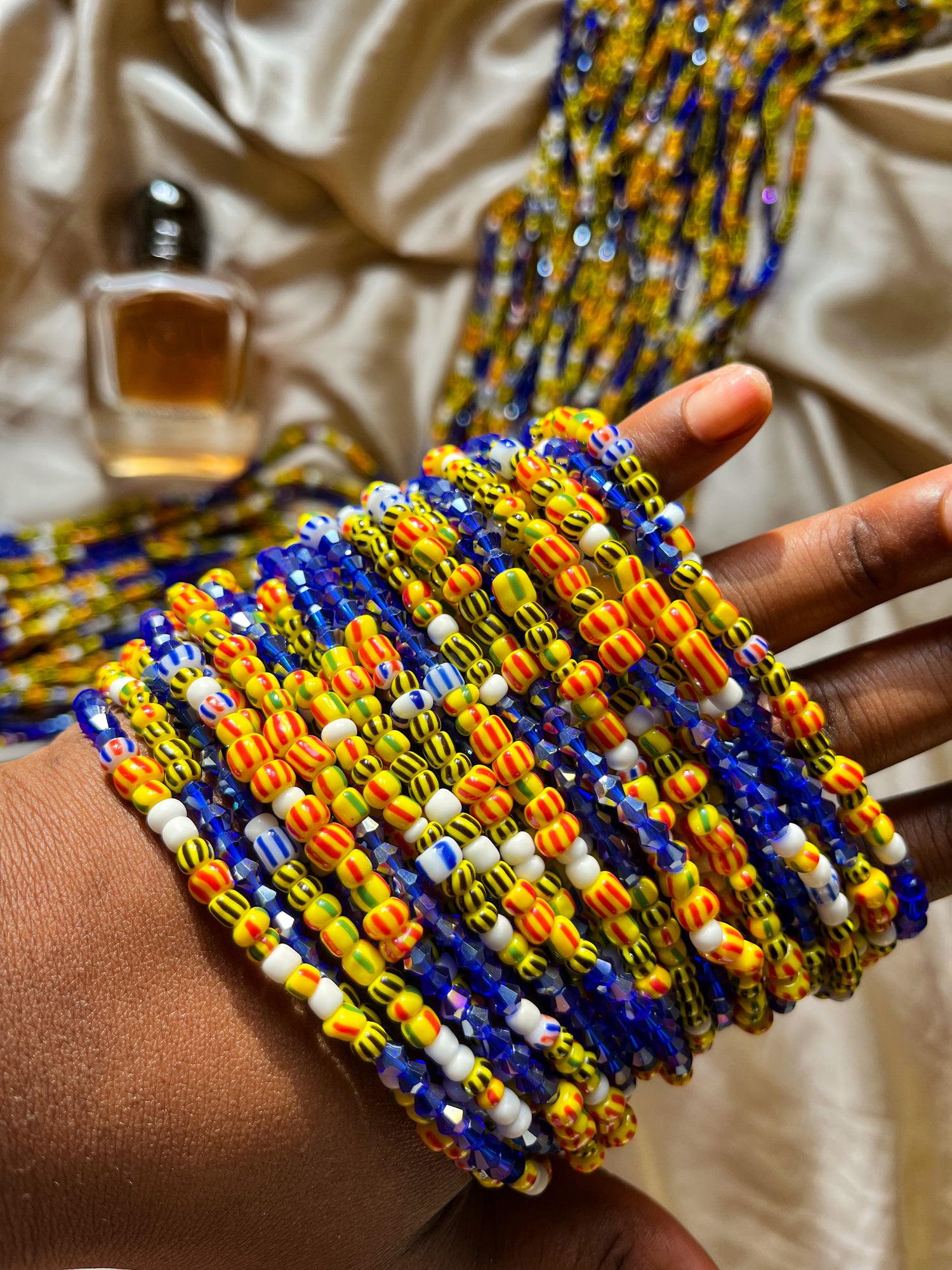 Akwaaba Traditional African Waist beads close up