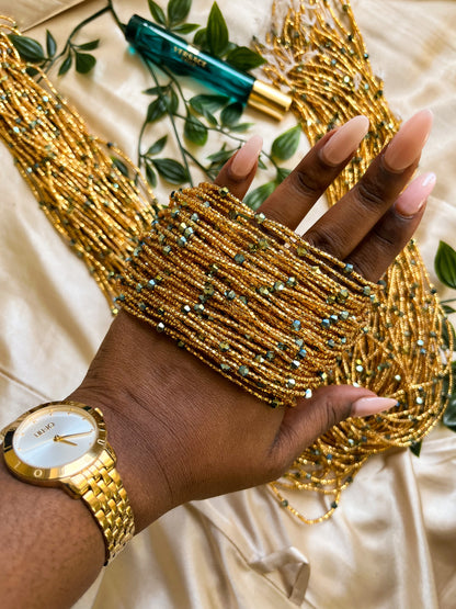 Emerald Majesty Green African Waist Beads top view